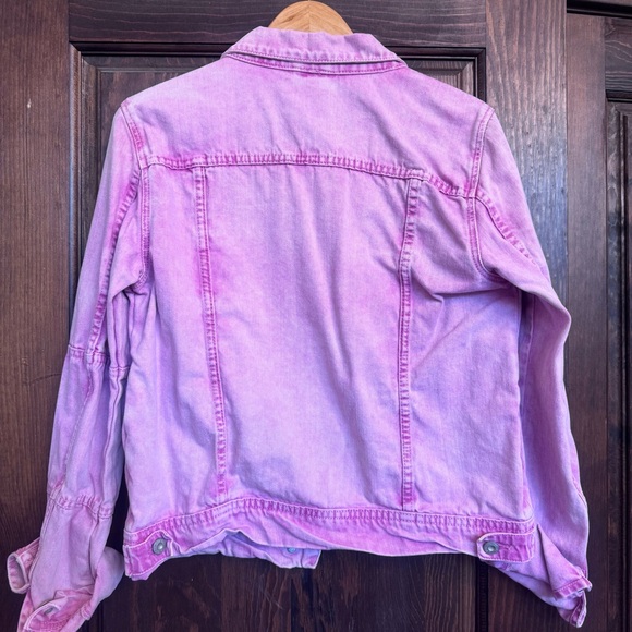 Free People  pink rumors acid wash denim jean jacket - Picture 7 of 7